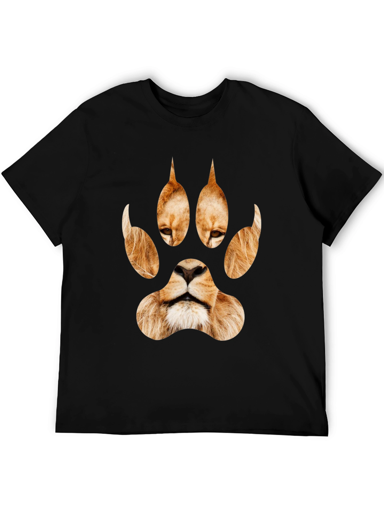 Lion Paw Print Graphic Tee - Black