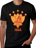 Yoga Lotus Graphic Tee - Black Cotton T-Shirt