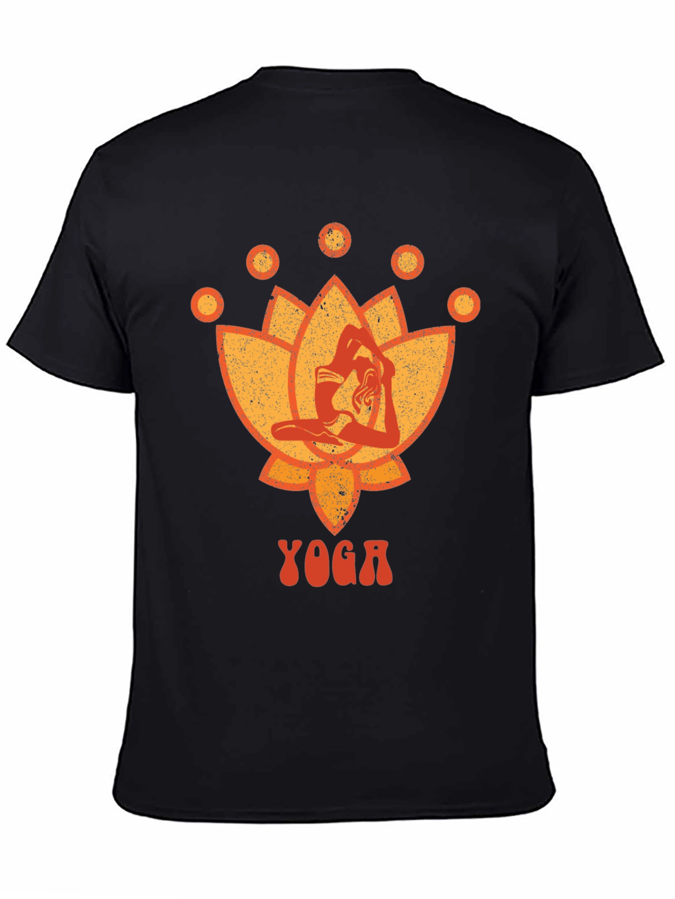 Yoga Lotus Graphic Tee - Black Cotton T-Shirt