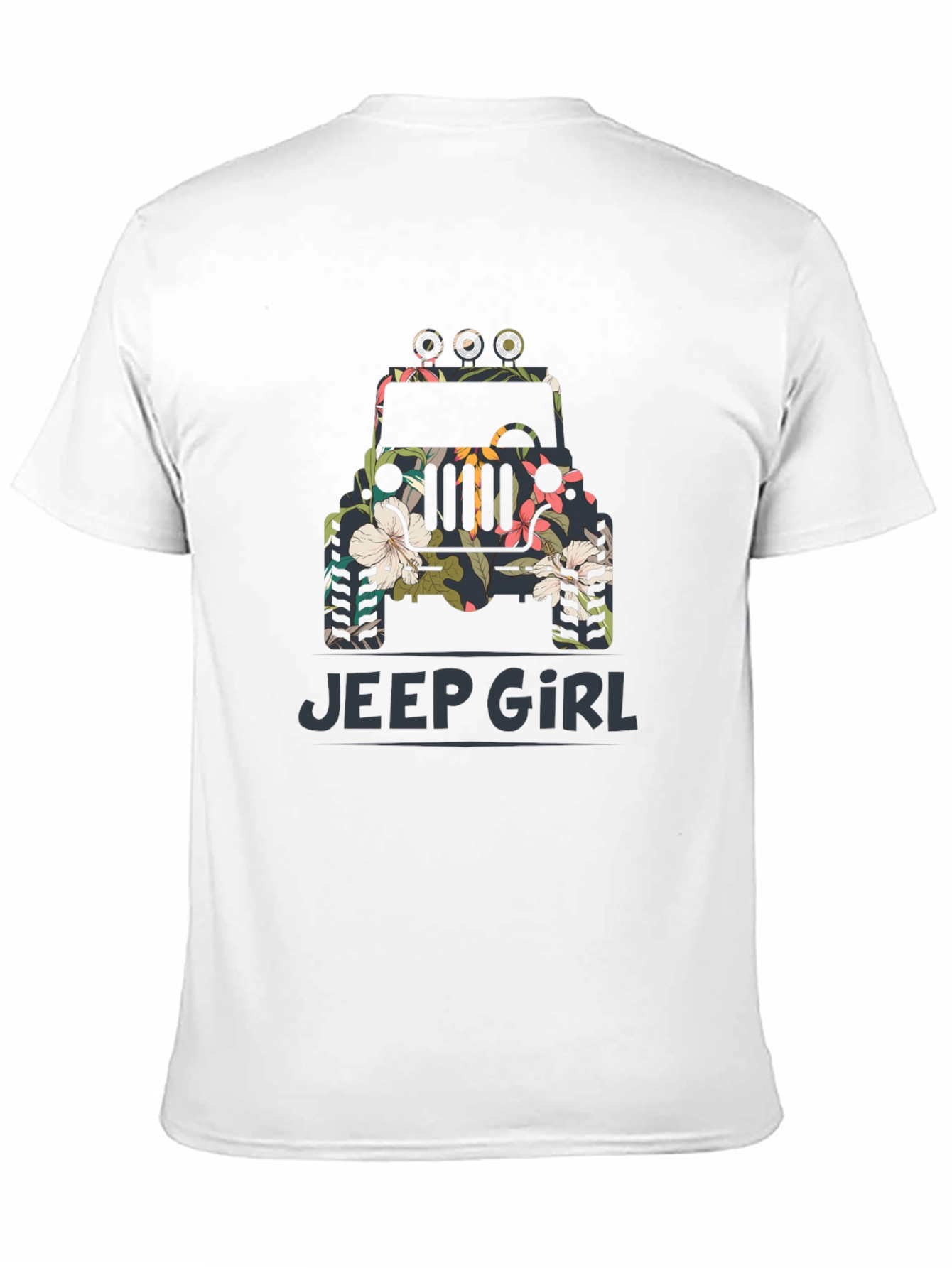 Jeep Girl Floral Graphic Black T-Shirt