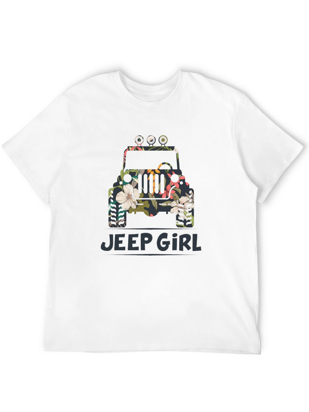 Jeep Girl Floral Graphic Black T-Shirt