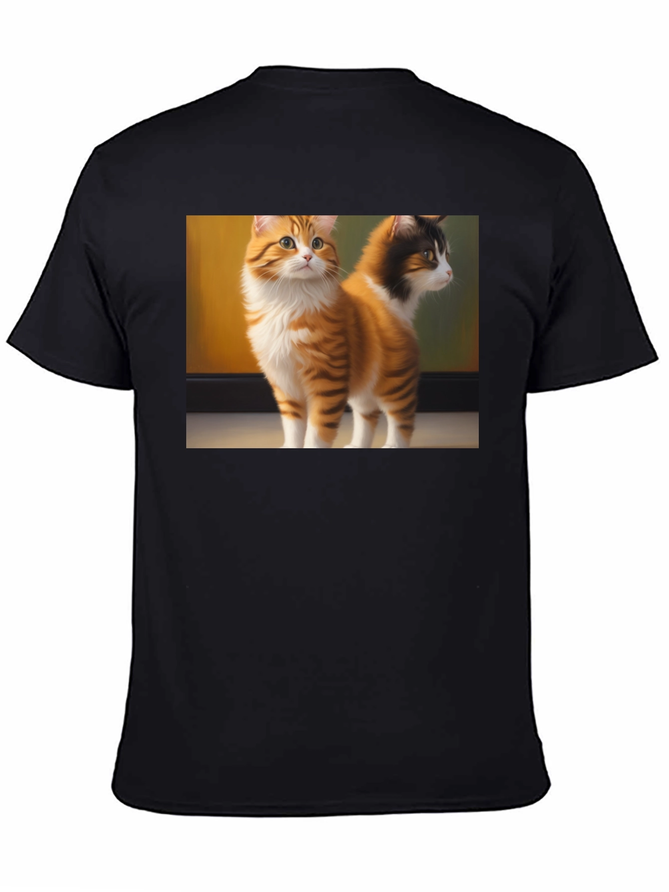 Cute Cat Graphic Black T-Shirt