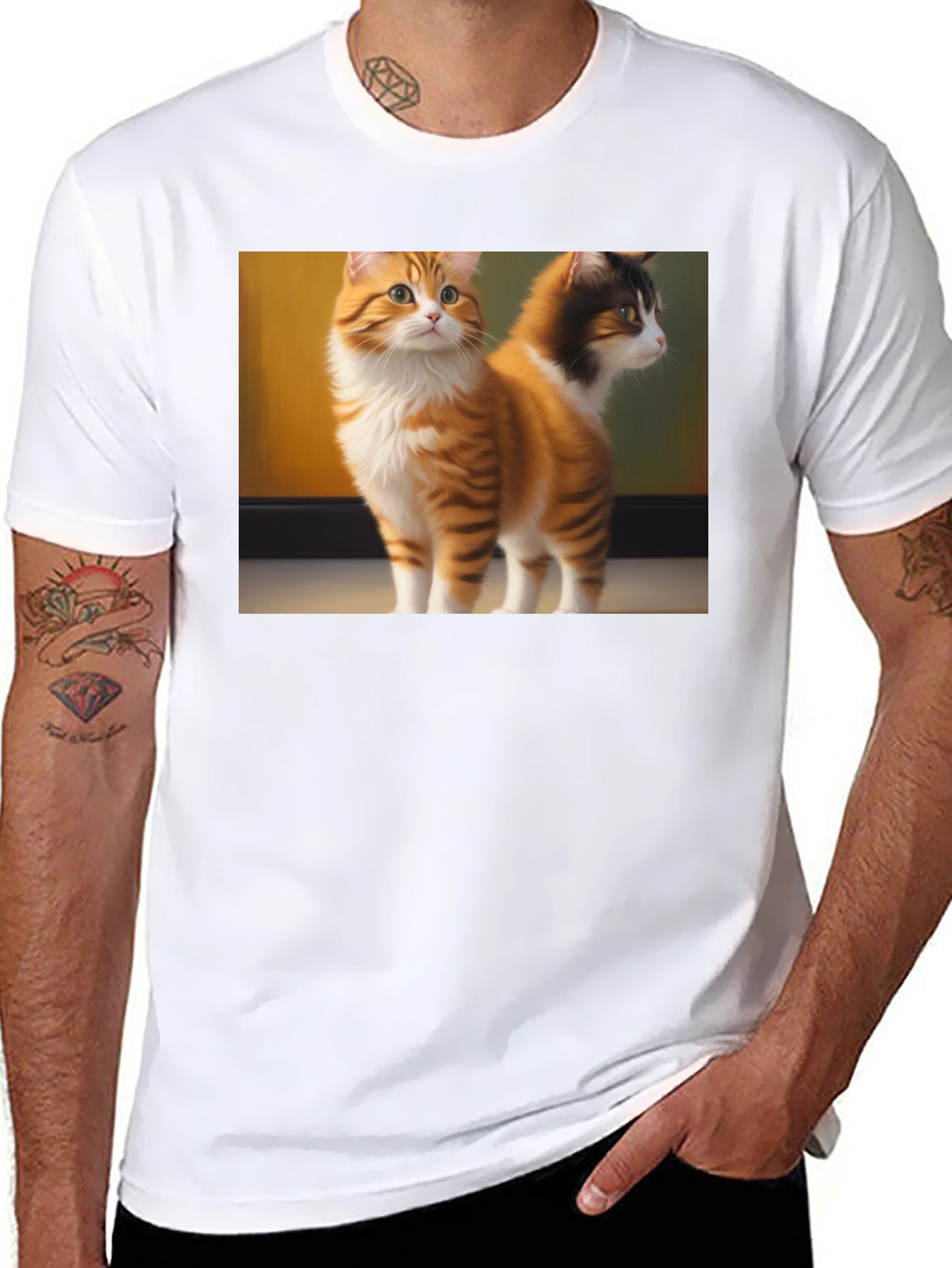Cute Cat Graphic Black T-Shirt
