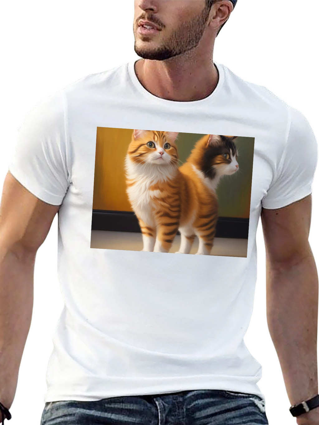 Cute Cat Graphic Black T-Shirt