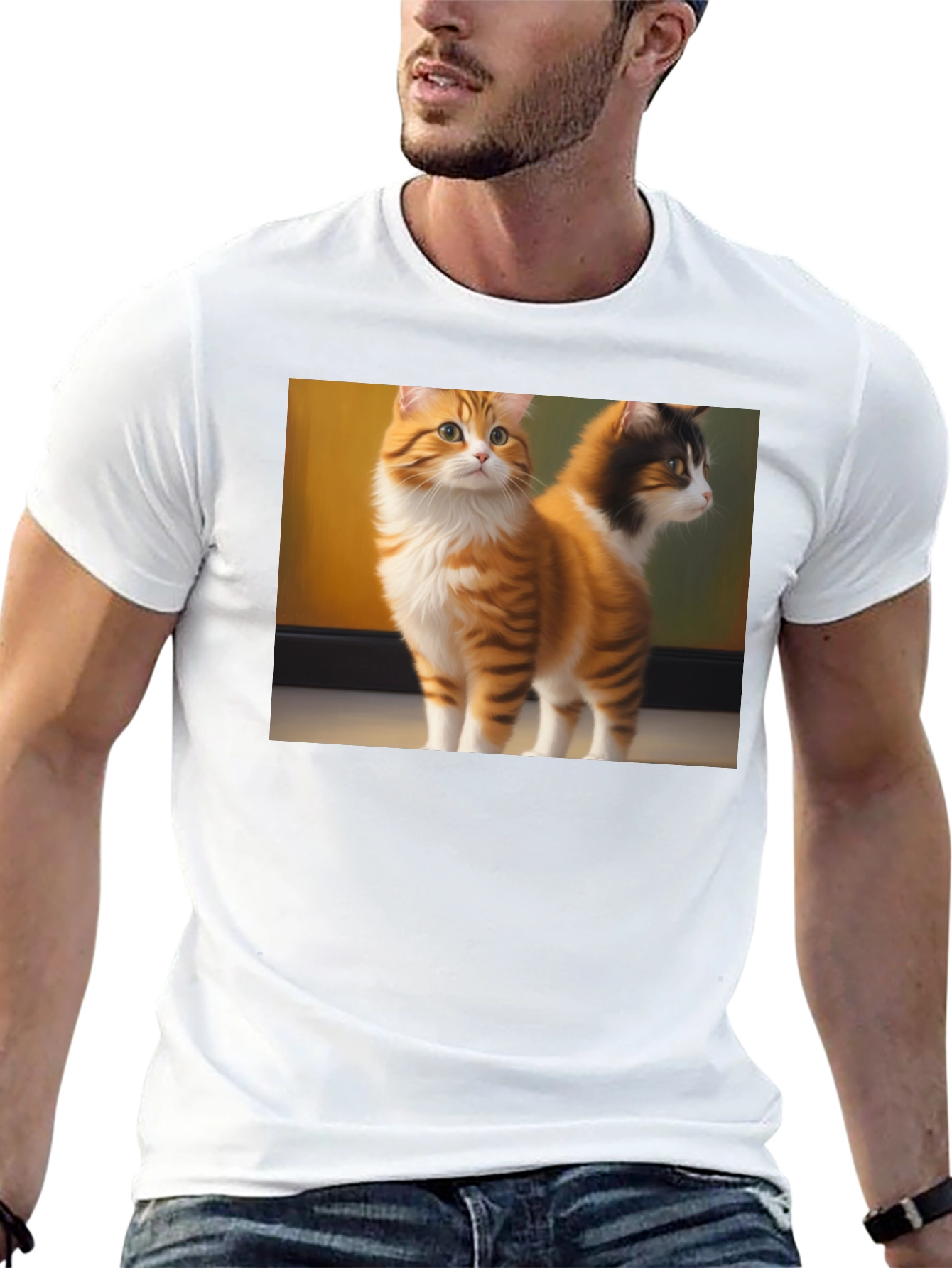 Cute Cat Graphic Black T-Shirt