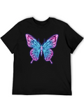 Neon Butterfly Graphic Black T-Shirt