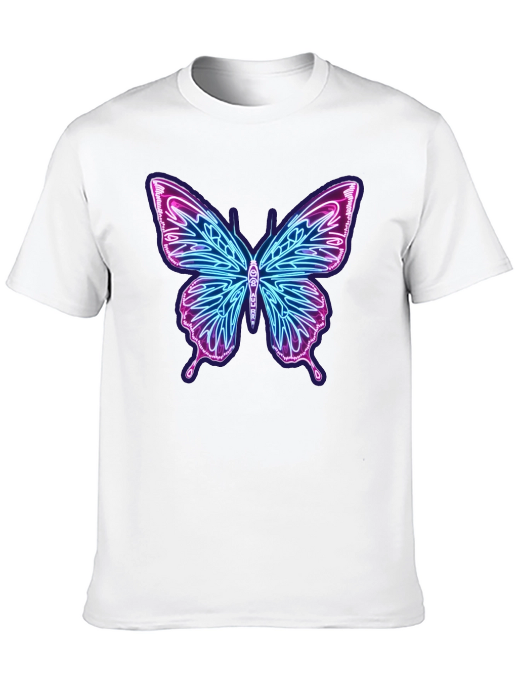 Neon Butterfly Graphic Black T-Shirt