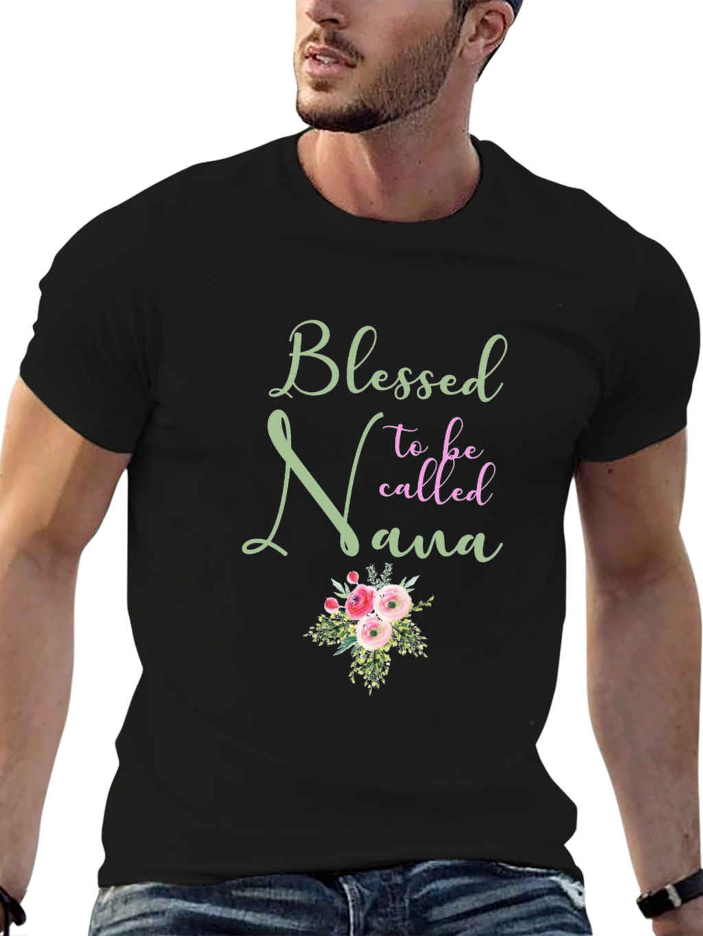 Blessed Nana T-Shirt: Floral Design Comfortable Fit