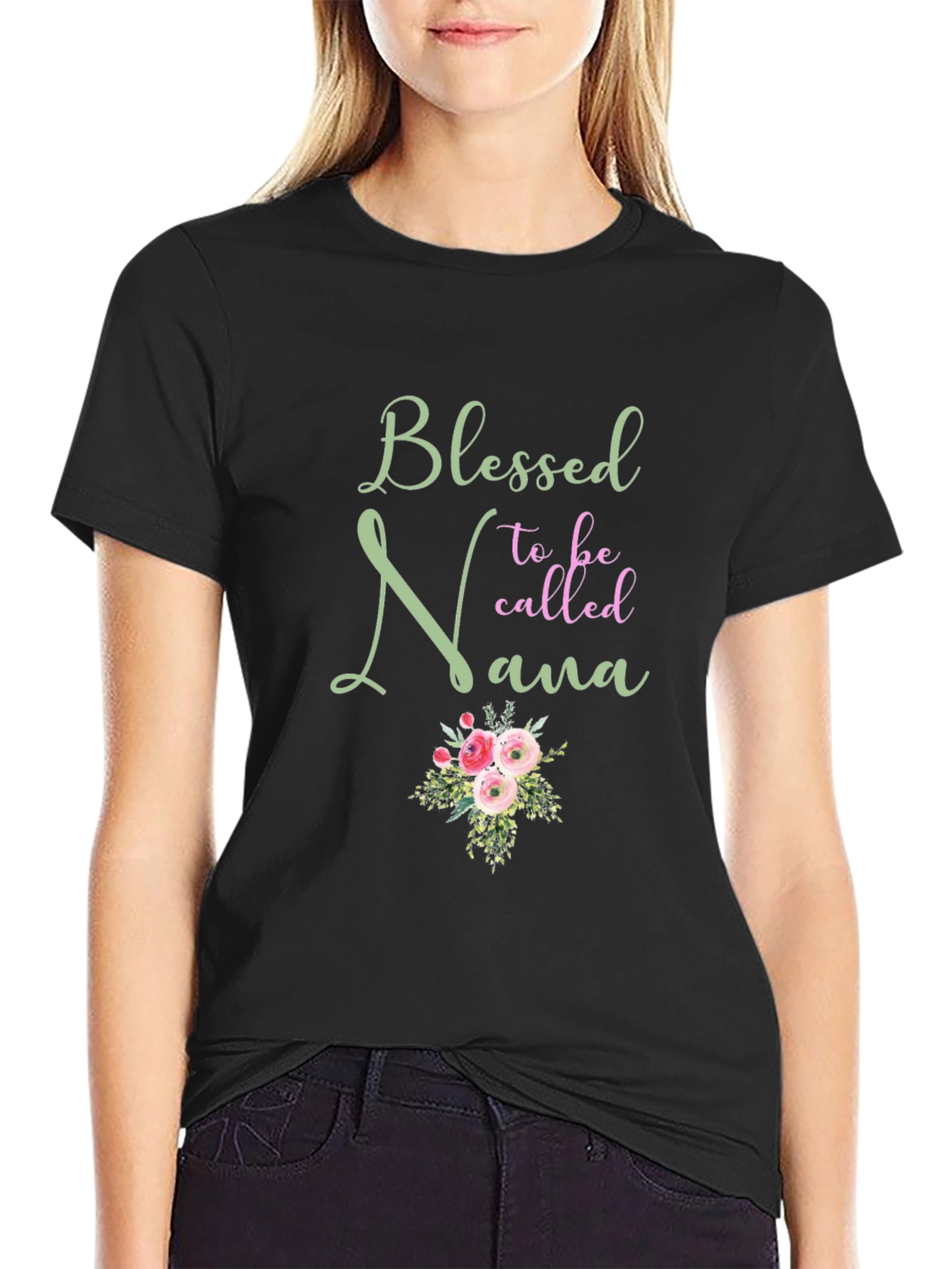 Blessed Nana T-Shirt: Floral Design Comfortable Fit