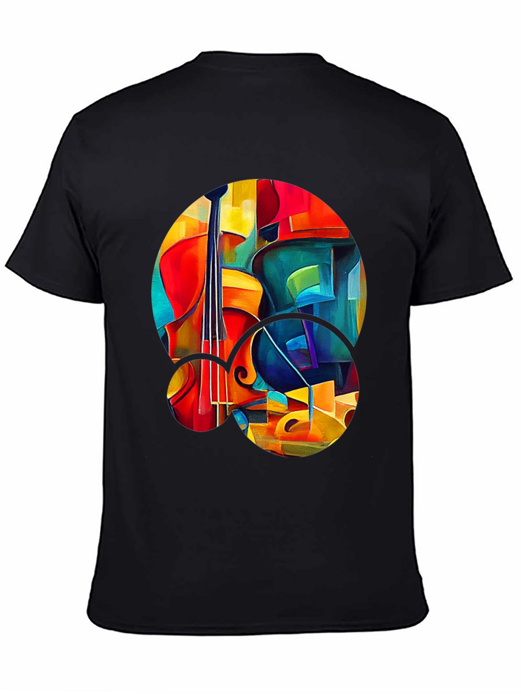 Abstract Cello Graphic Print Black T-Shirt