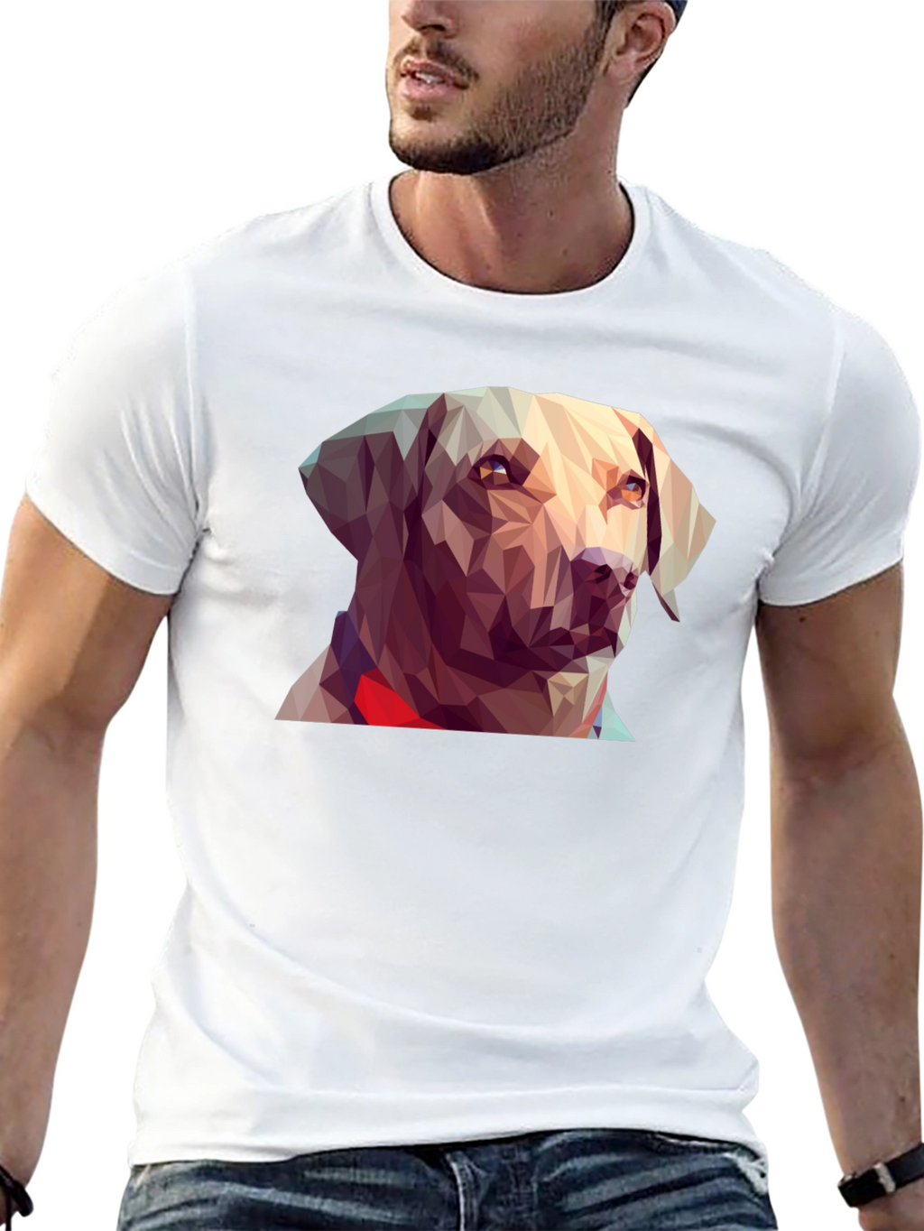 Geometric Dog Graphic Tee - Black T-Shirt