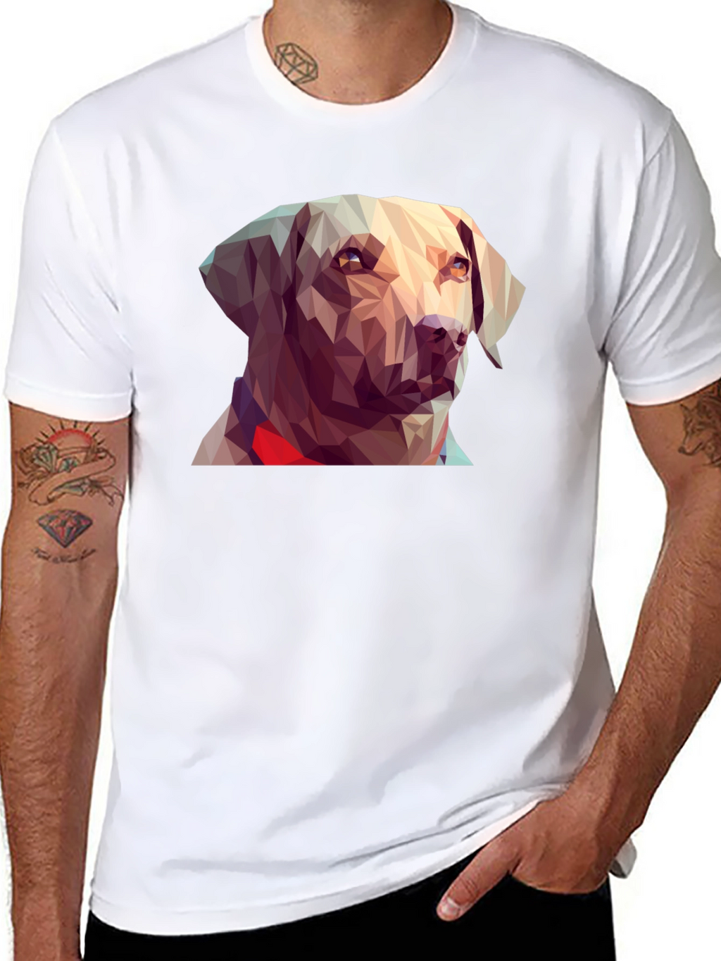 Geometric Dog Graphic Tee - Black T-Shirt