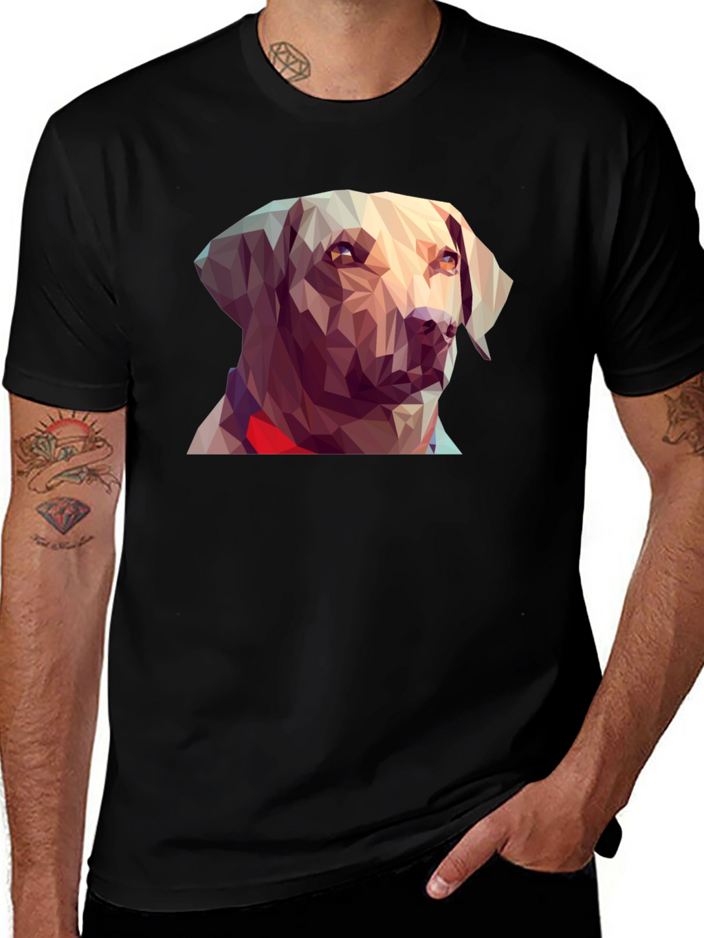 Geometric Dog Graphic Tee - Black T-Shirt