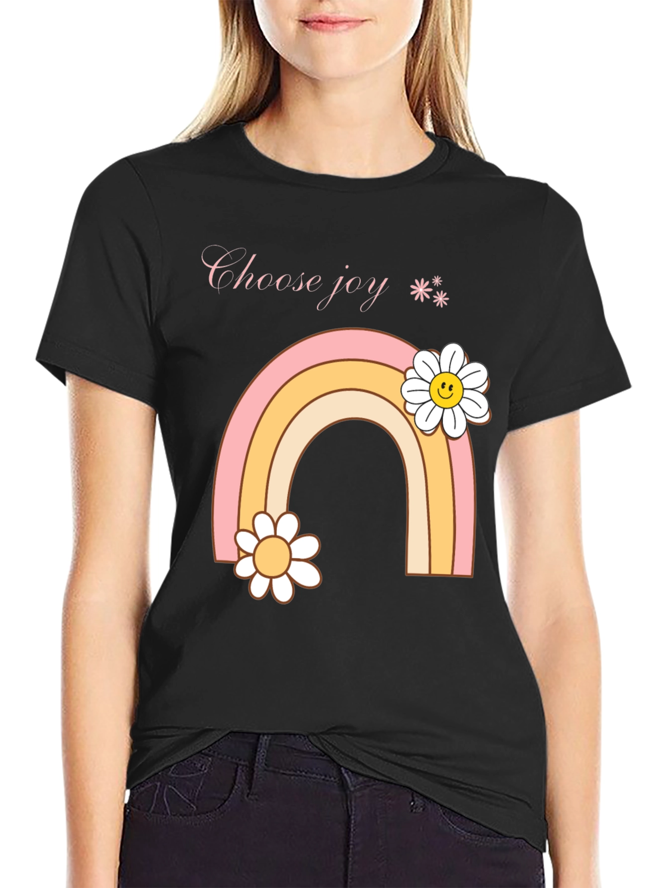 Choose Joy Rainbow Daisy Graphic Tee