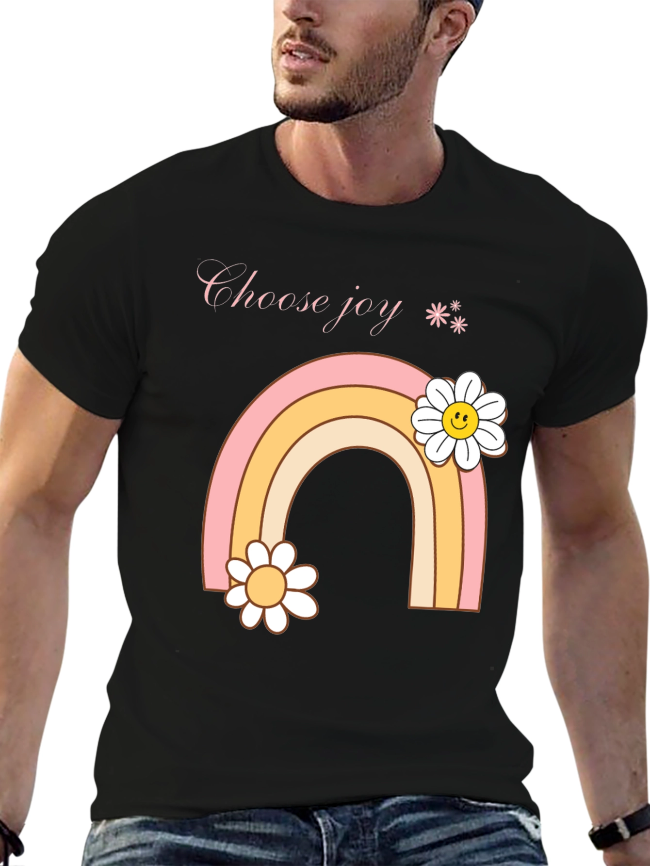 Choose Joy Rainbow Daisy Graphic Tee