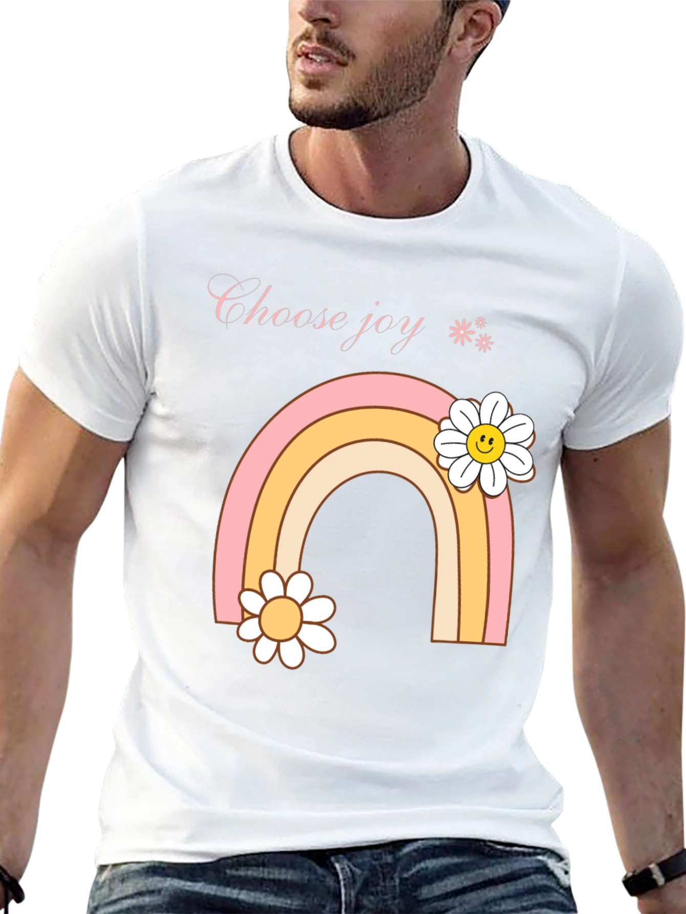 Choose Joy Rainbow Daisy Graphic Tee