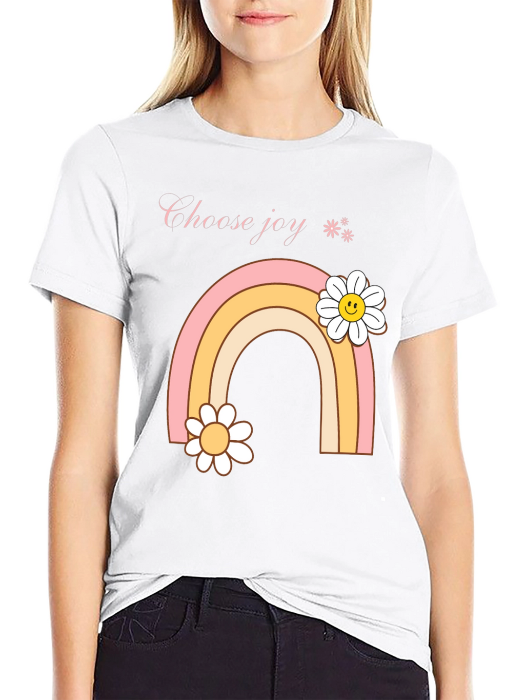Choose Joy Rainbow Daisy Graphic Tee
