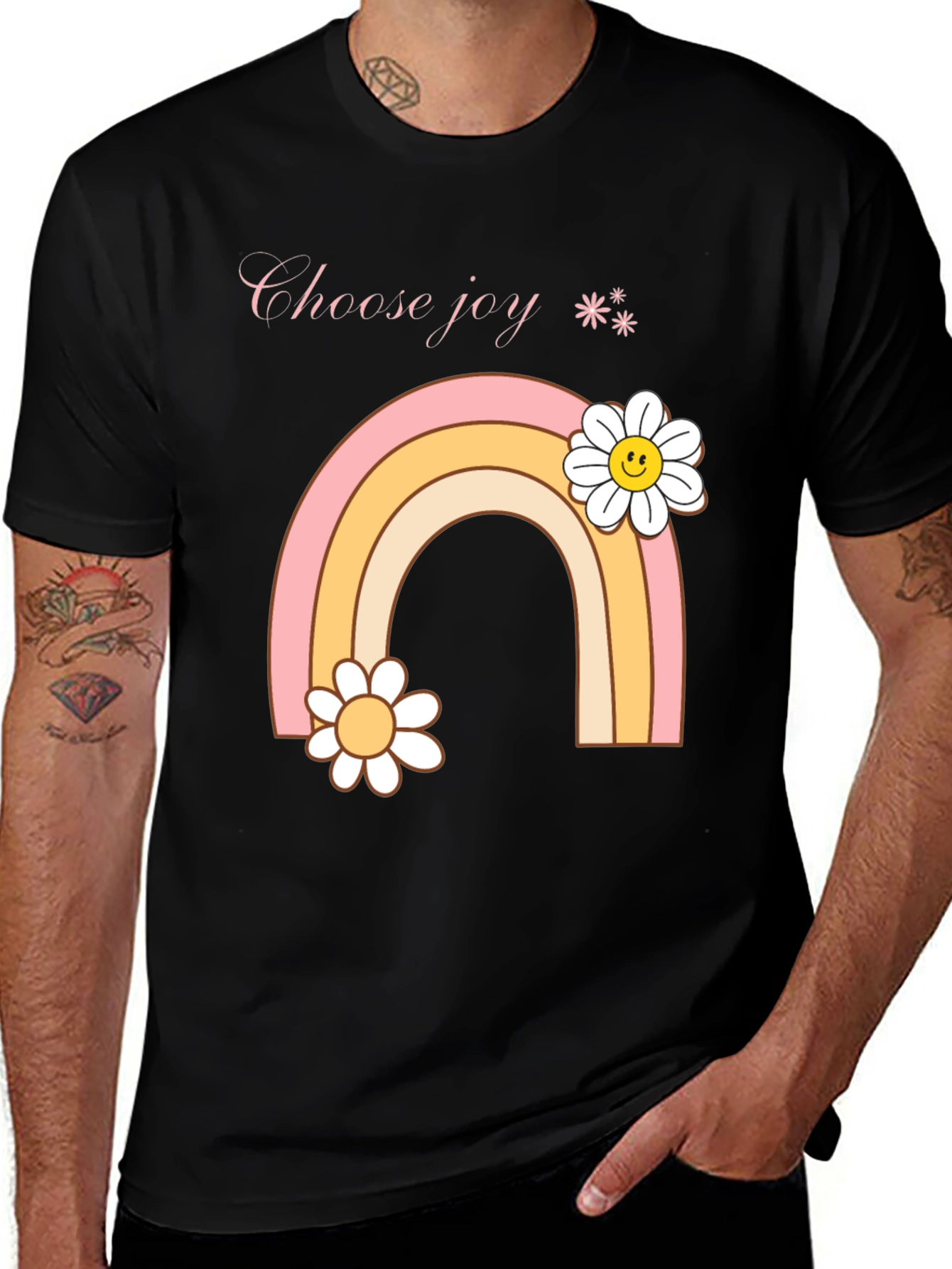 Choose Joy Rainbow Daisy Graphic Tee
