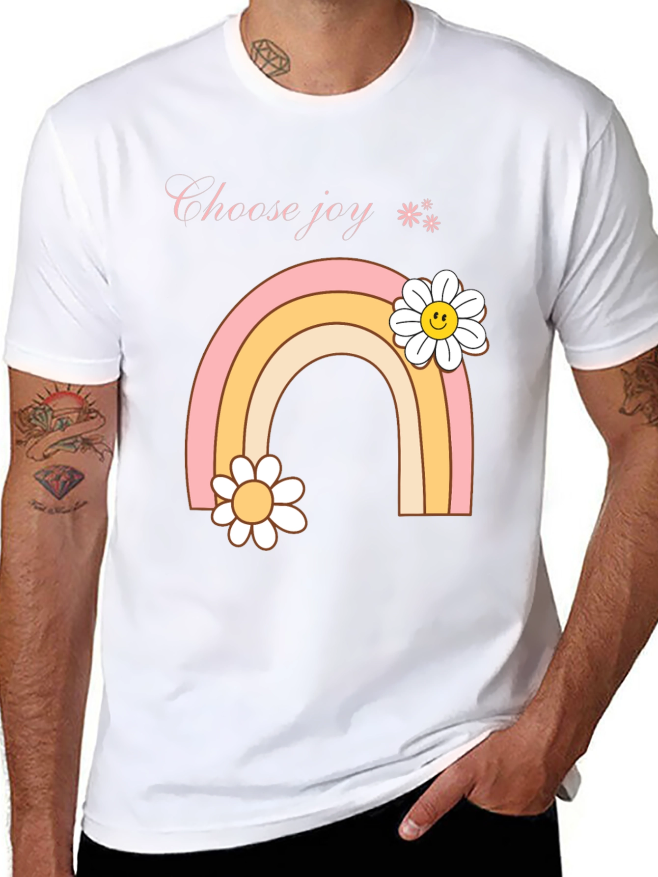 Choose Joy Rainbow Daisy Graphic Tee