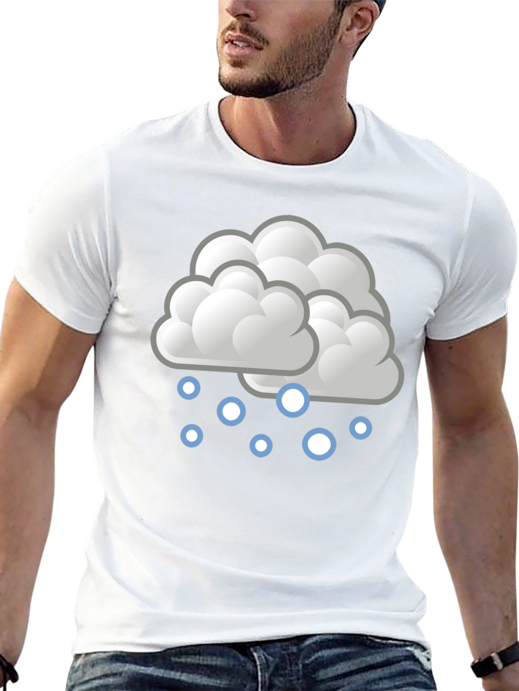 Snow Cloud Graphic Tee - Soft Black Cotton T-Shirt