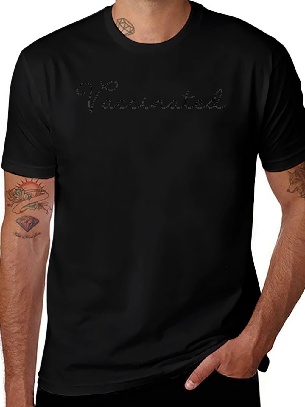 Vaccinated Crew Neck T-Shirt - Black
