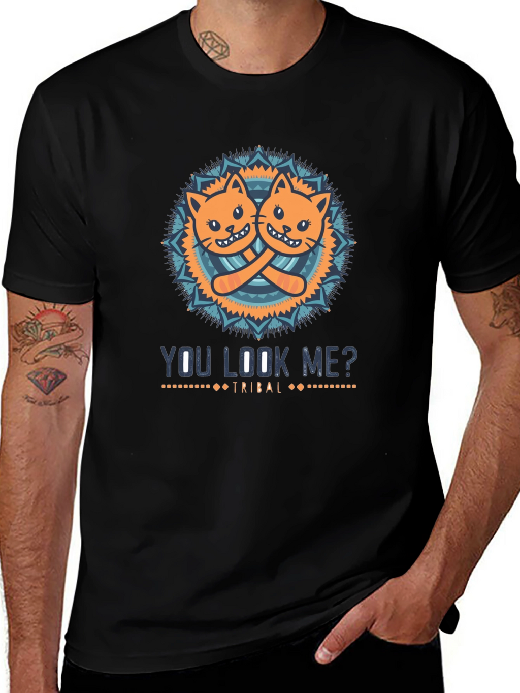You Look Me? Cats Tribal Graphic T-Shirt