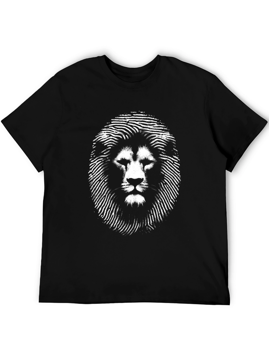 Lion Graphic Tee - Modern Fingerprint Style