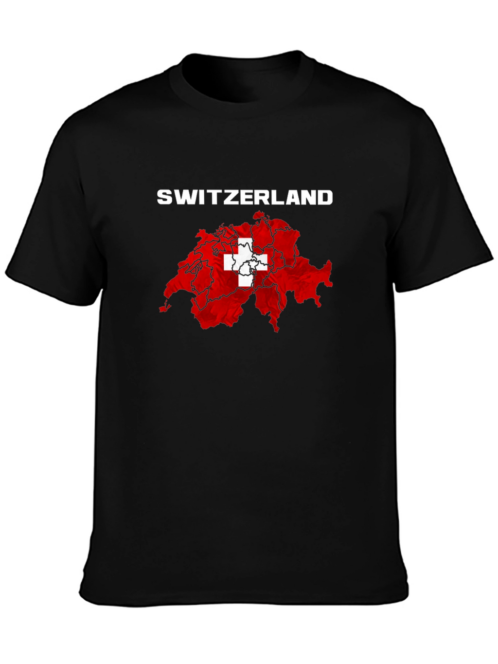 Switzerland Flag Map T-Shirt - Black