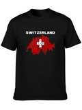 Switzerland Flag Map T-Shirt - Black