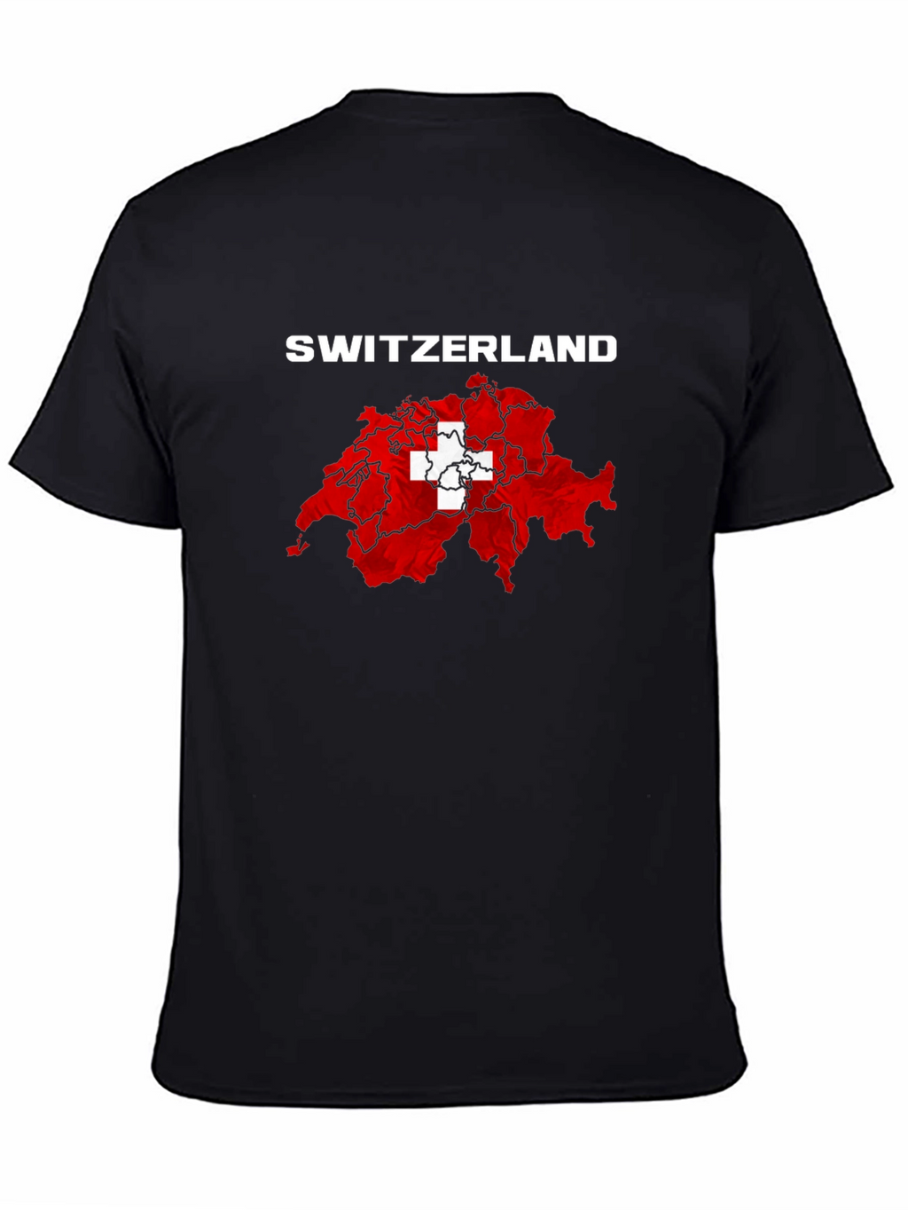 Switzerland Flag Map T-Shirt - Black