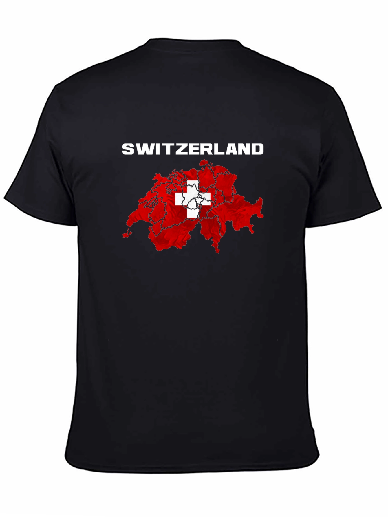 Switzerland Flag Map T-Shirt - Black