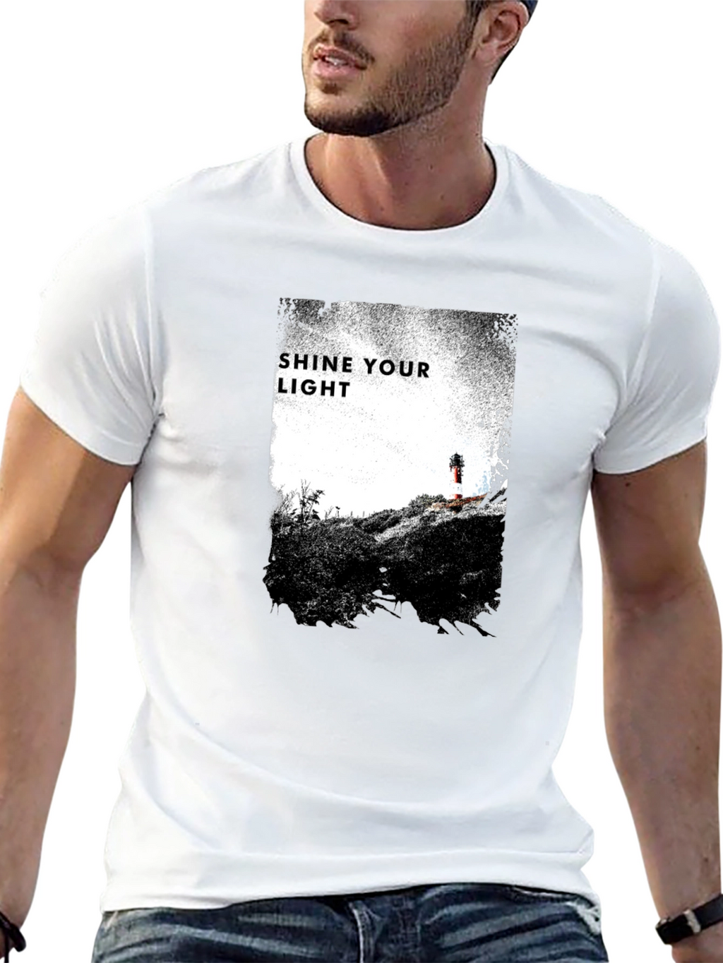 Shine Your Light Graphic Tee - Black Cotton T-Shirt