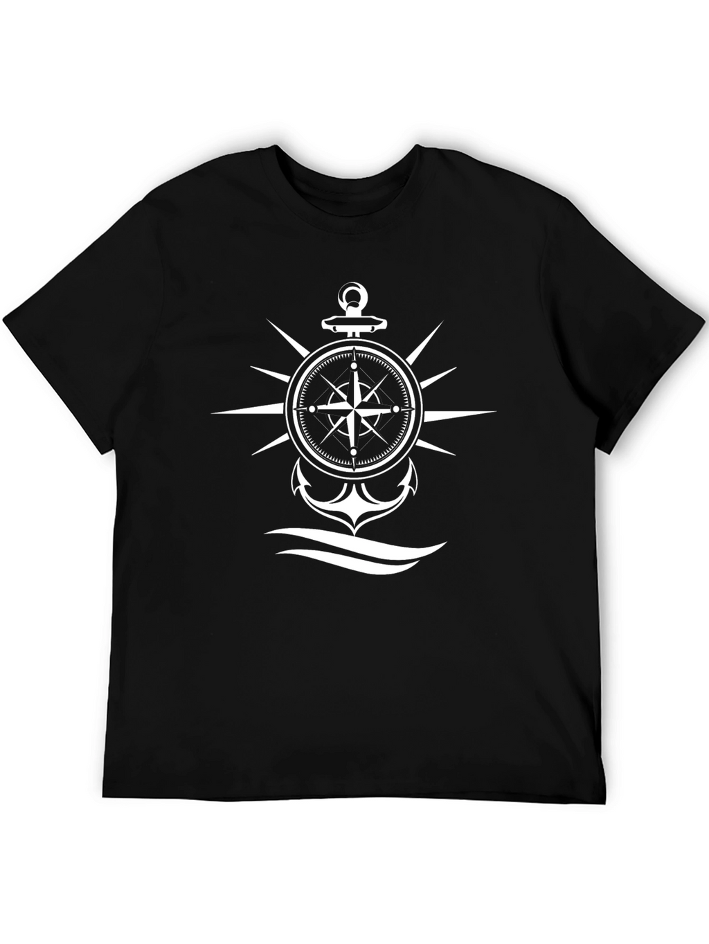 Nautical Compass & Anchor Graphic Black T-Shirt