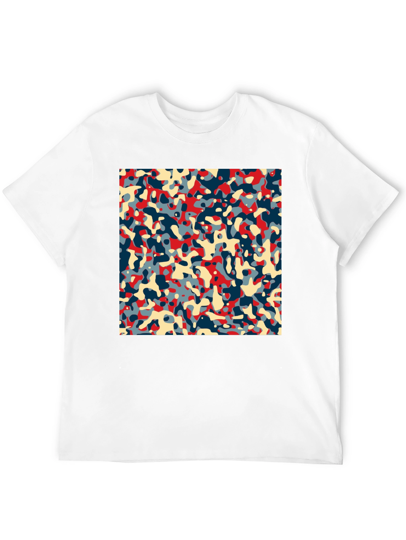 Abstract Camo Print Black Crew Neck Tee