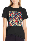 Abstract Camo Print Black Crew Neck Tee