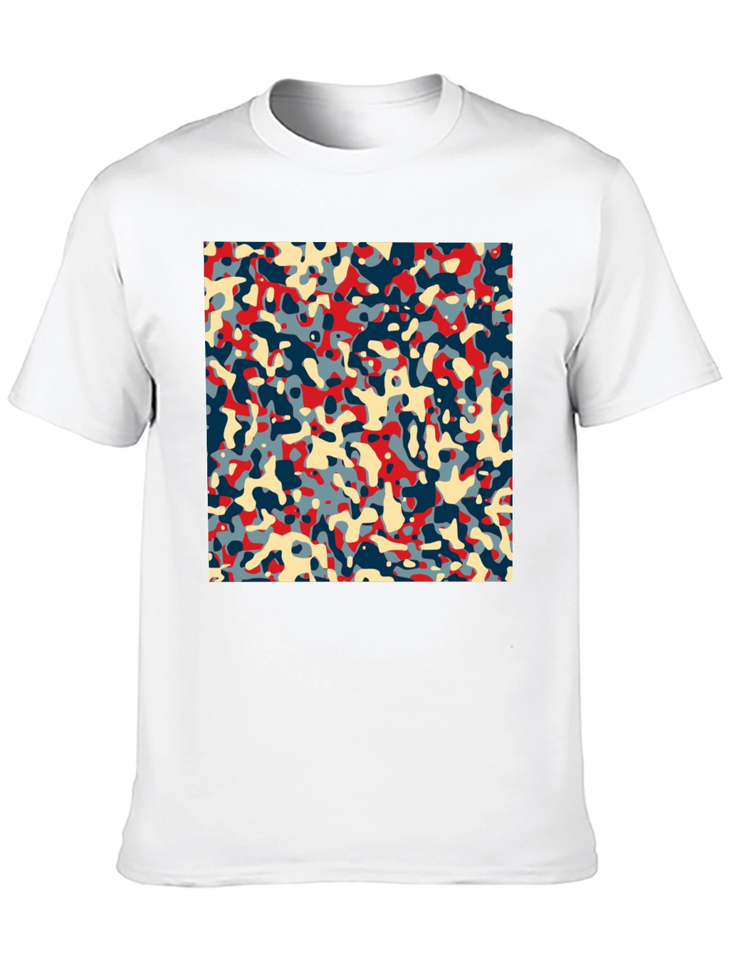 Abstract Camo Print Black Crew Neck Tee