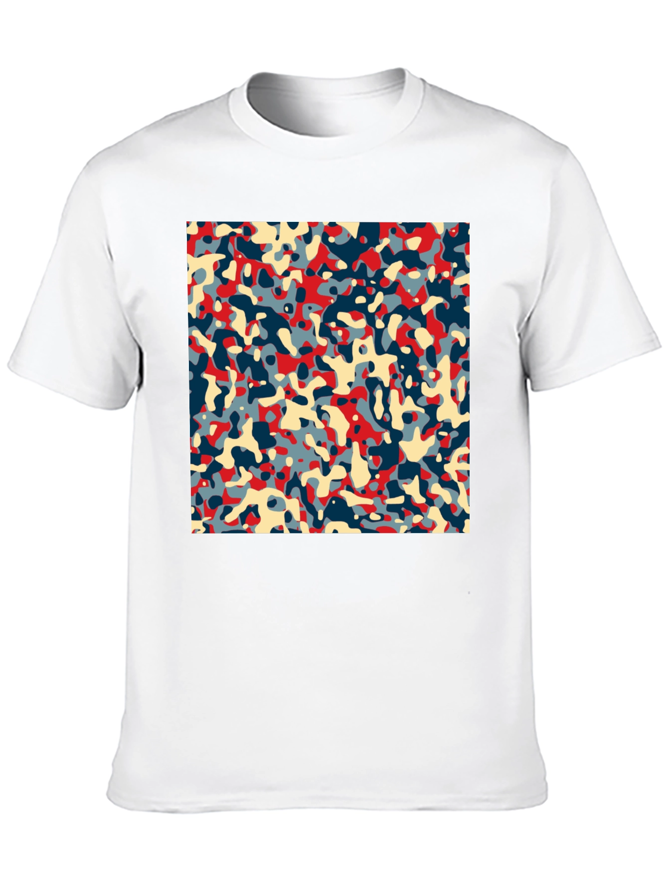 Abstract Camo Print Black Crew Neck Tee