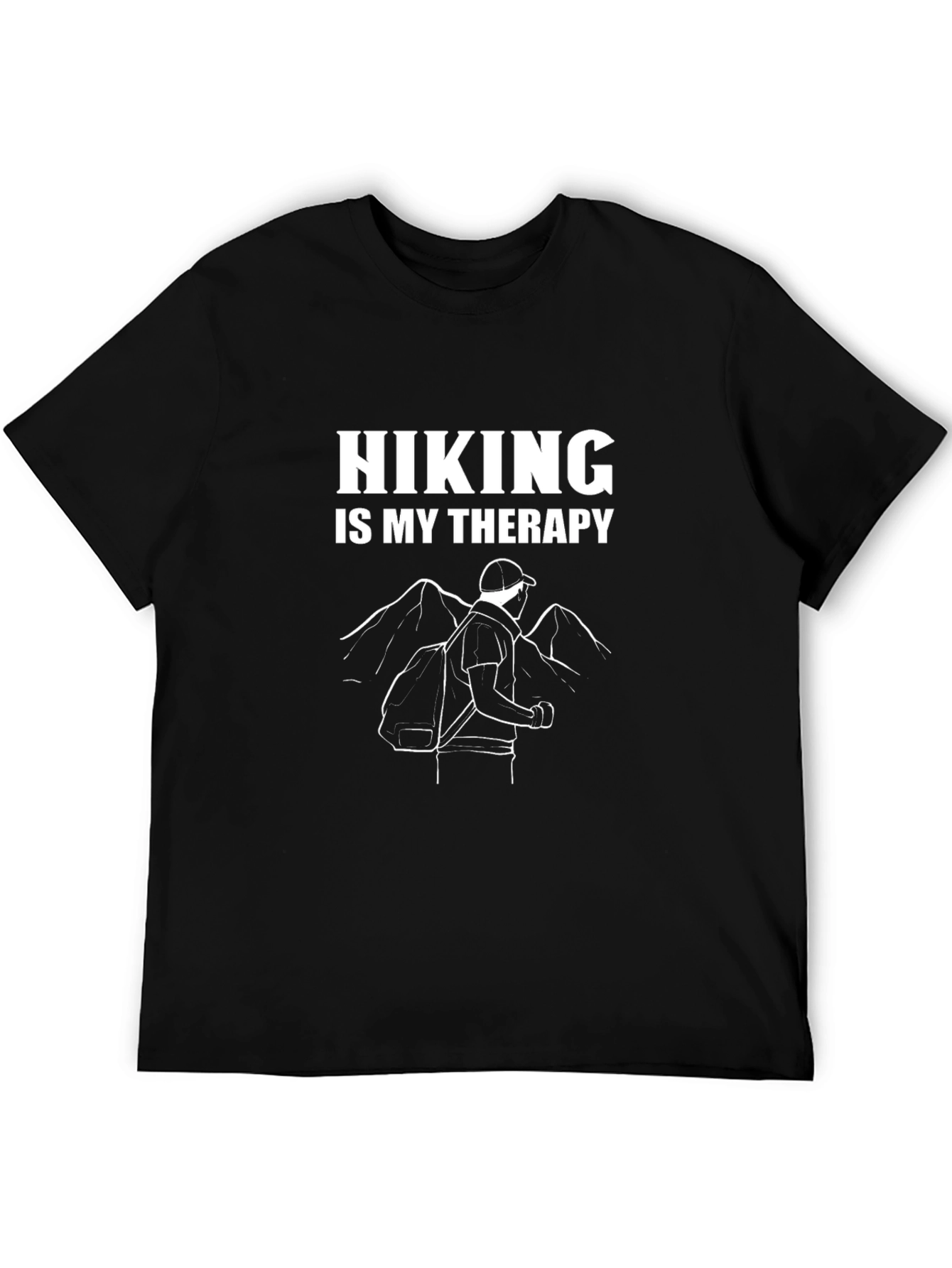 Hiking Is My Therapy Black Graphic Tee
