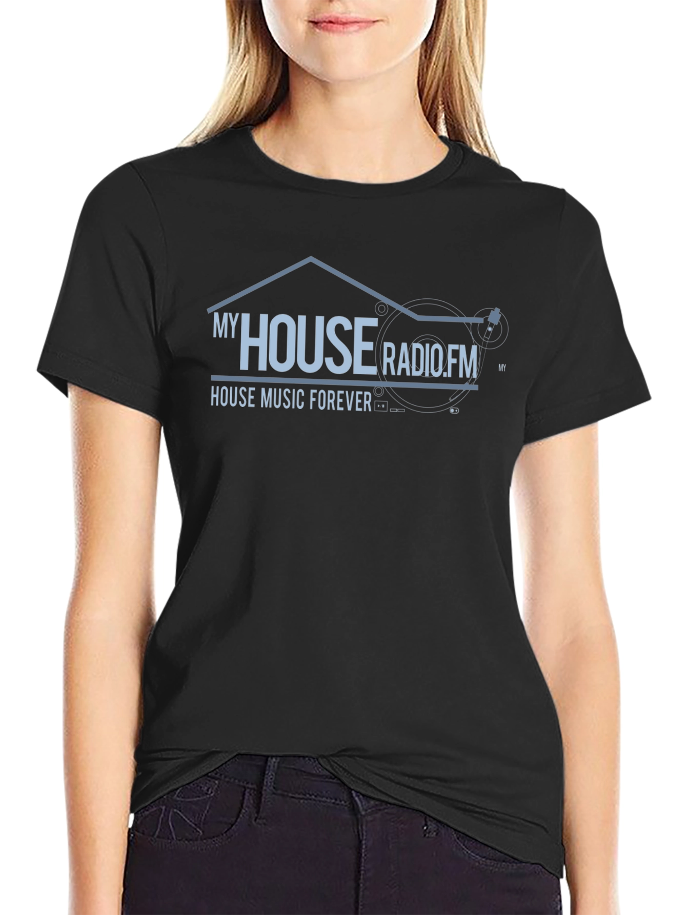 My House Radio.FM Black Graphic T-Shirt