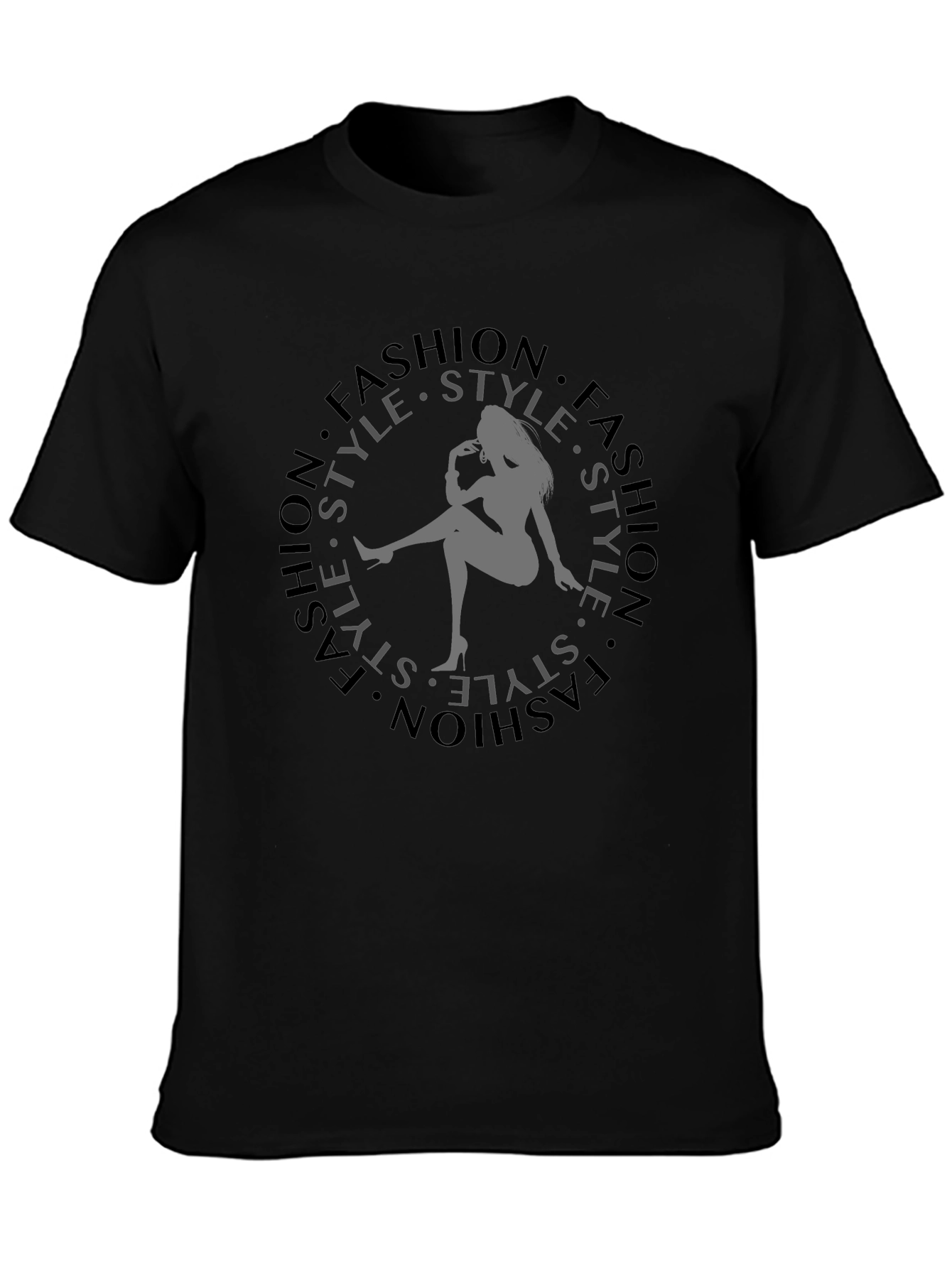 Fashion Style Graphic Tee - Trendy Black T-Shirt