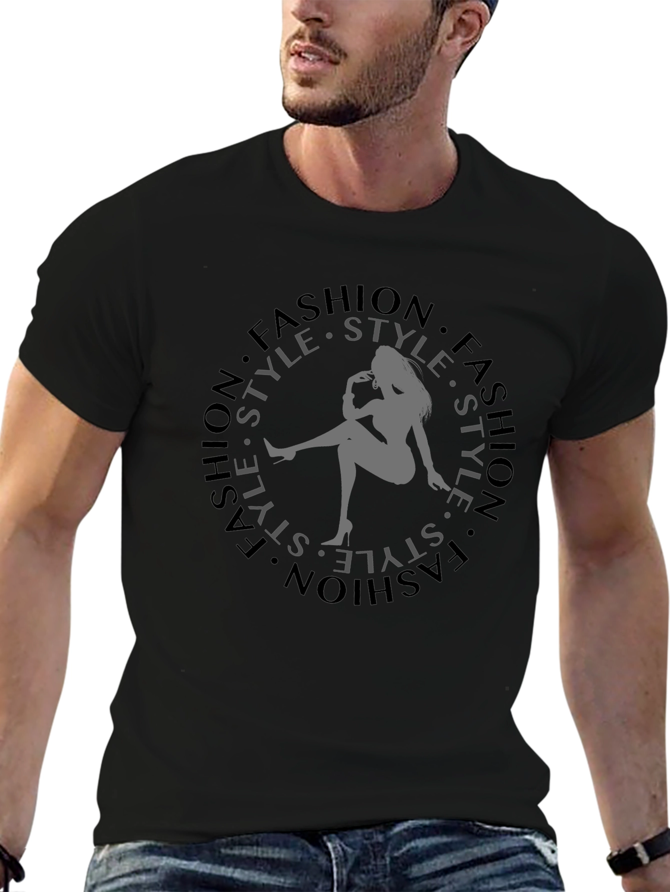 Fashion Style Graphic Tee - Trendy Black T-Shirt