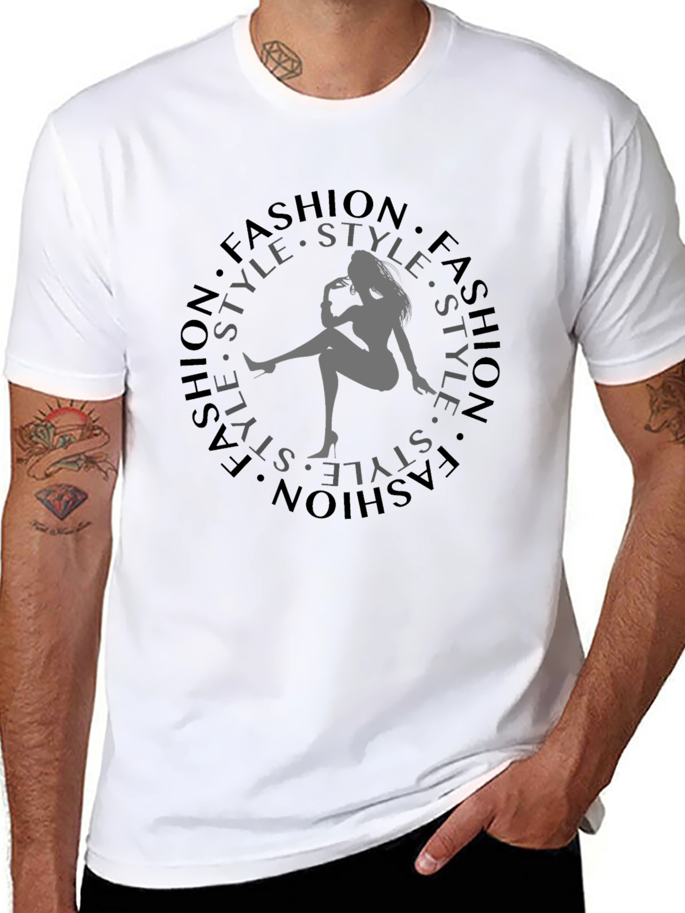 Fashion Style Graphic Tee - Trendy Black T-Shirt