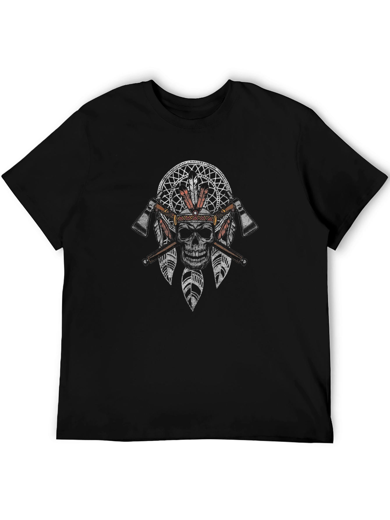 Native American Skull Graphic T-Shirt