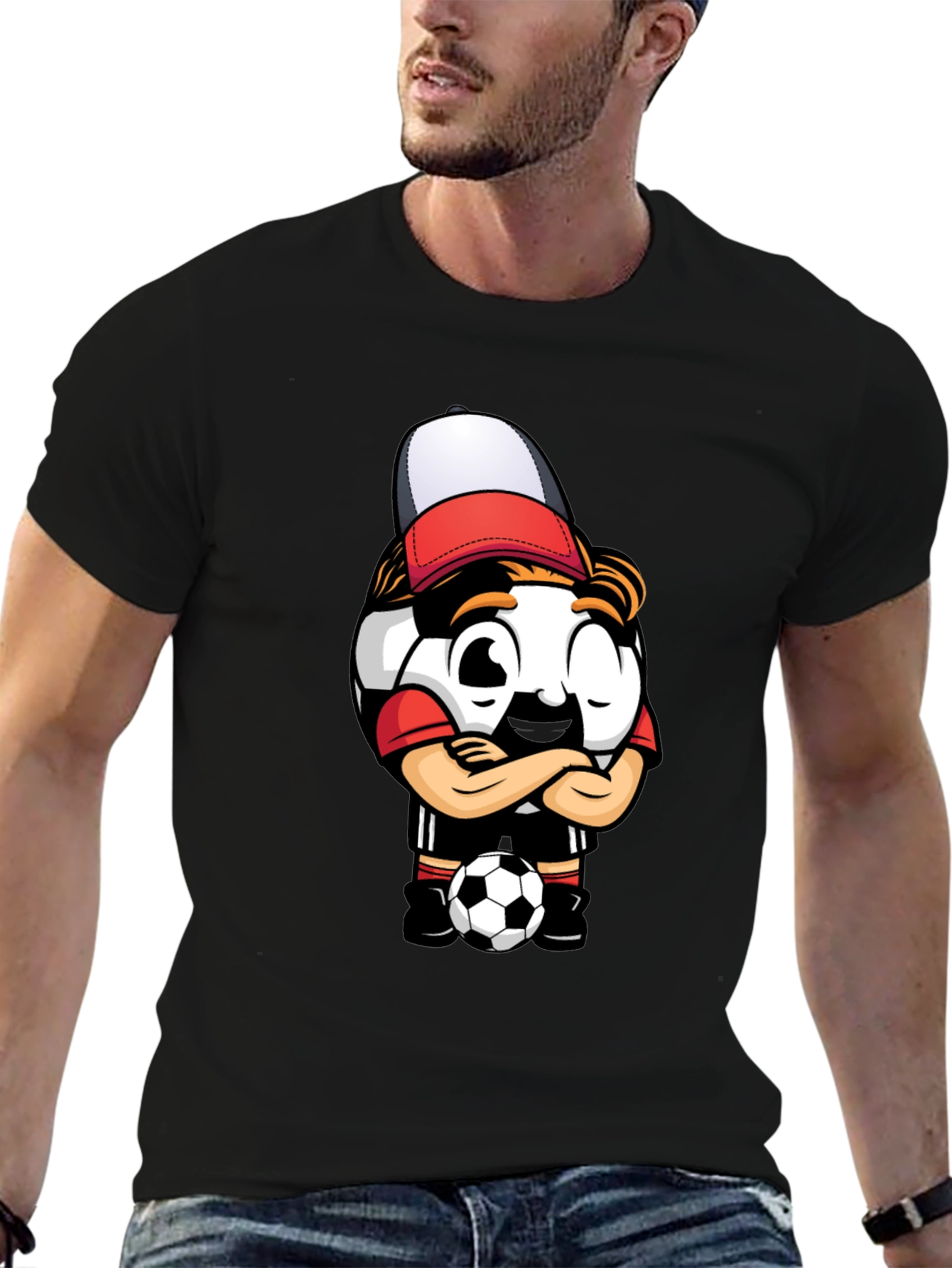 Soccer Ball Cartoon T-Shirt - Cool Graphic Tee