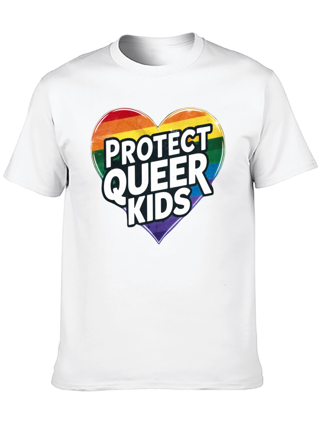 Protect Queer Kids Rainbow Heart Graphic Tee