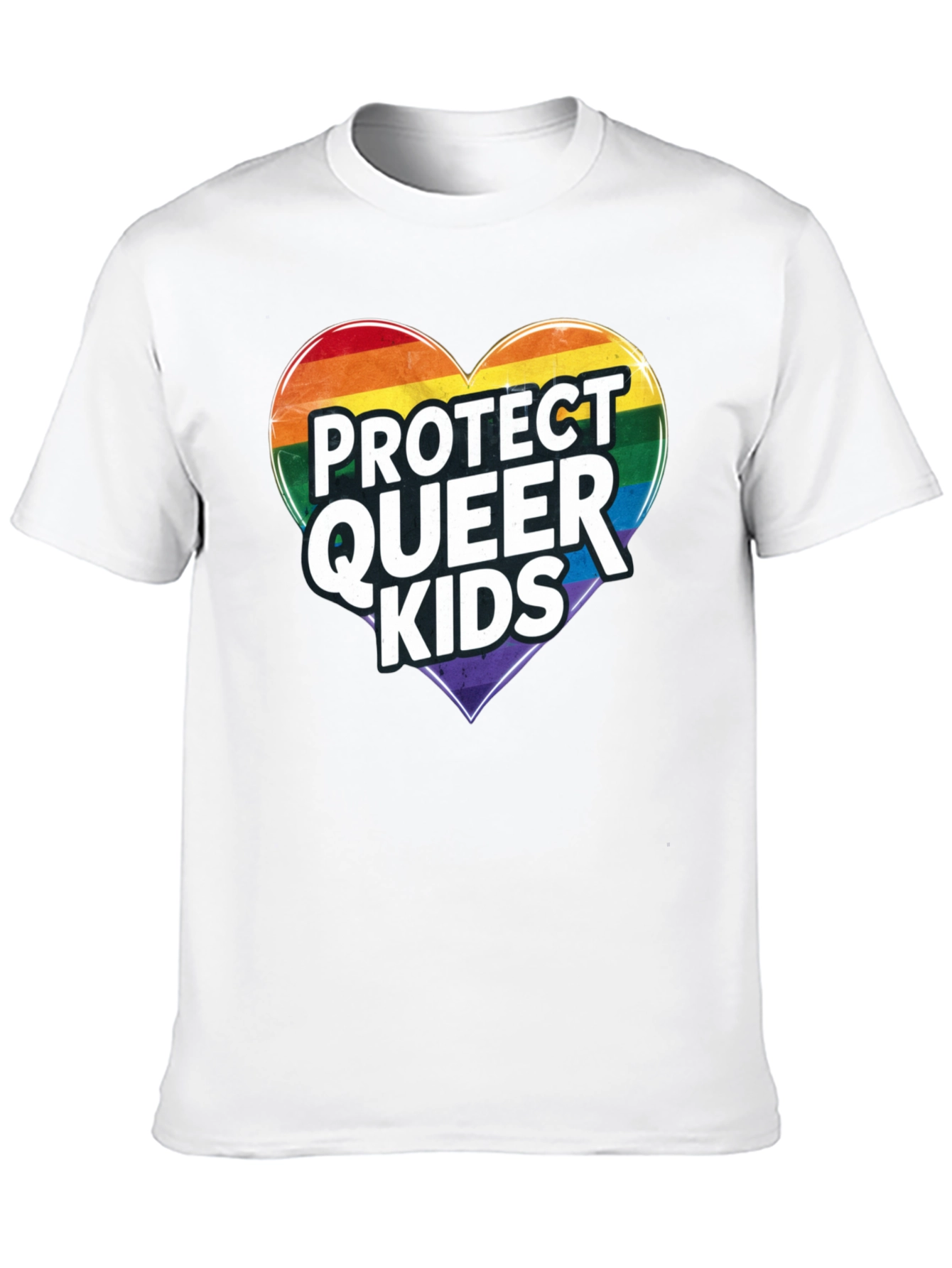Protect Queer Kids Rainbow Heart Graphic Tee