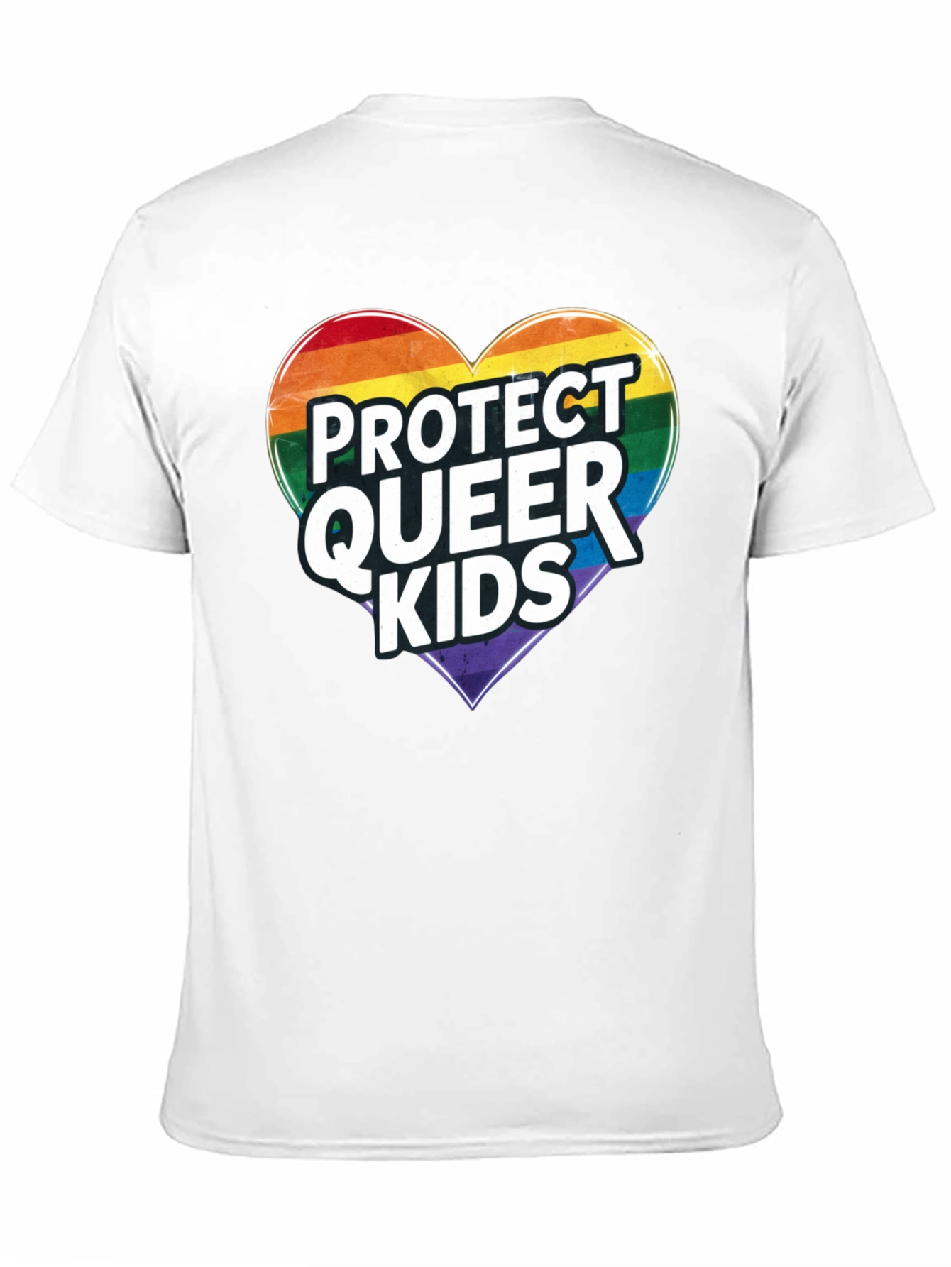 Protect Queer Kids Rainbow Heart Graphic Tee