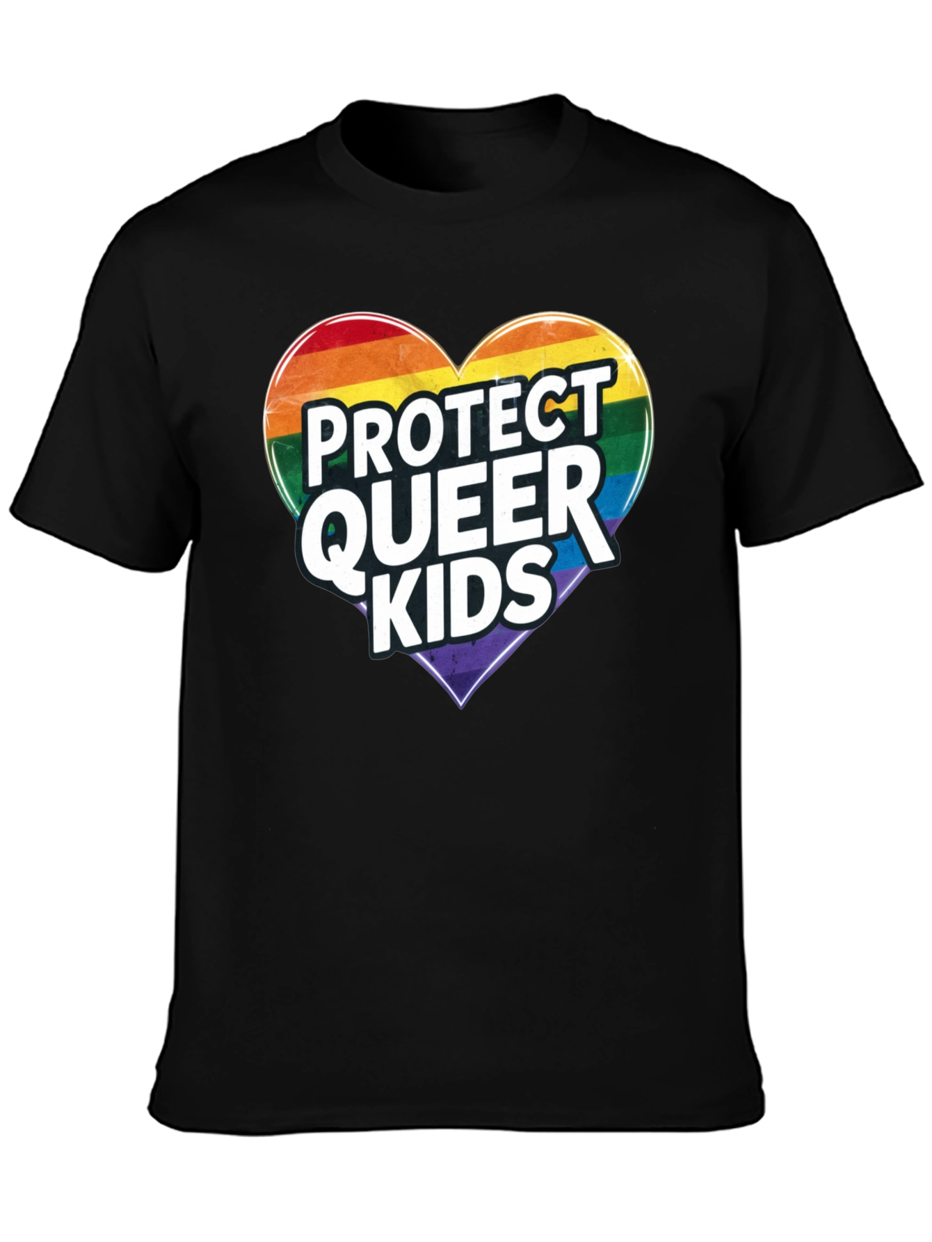 Protect Queer Kids Rainbow Heart Graphic Tee