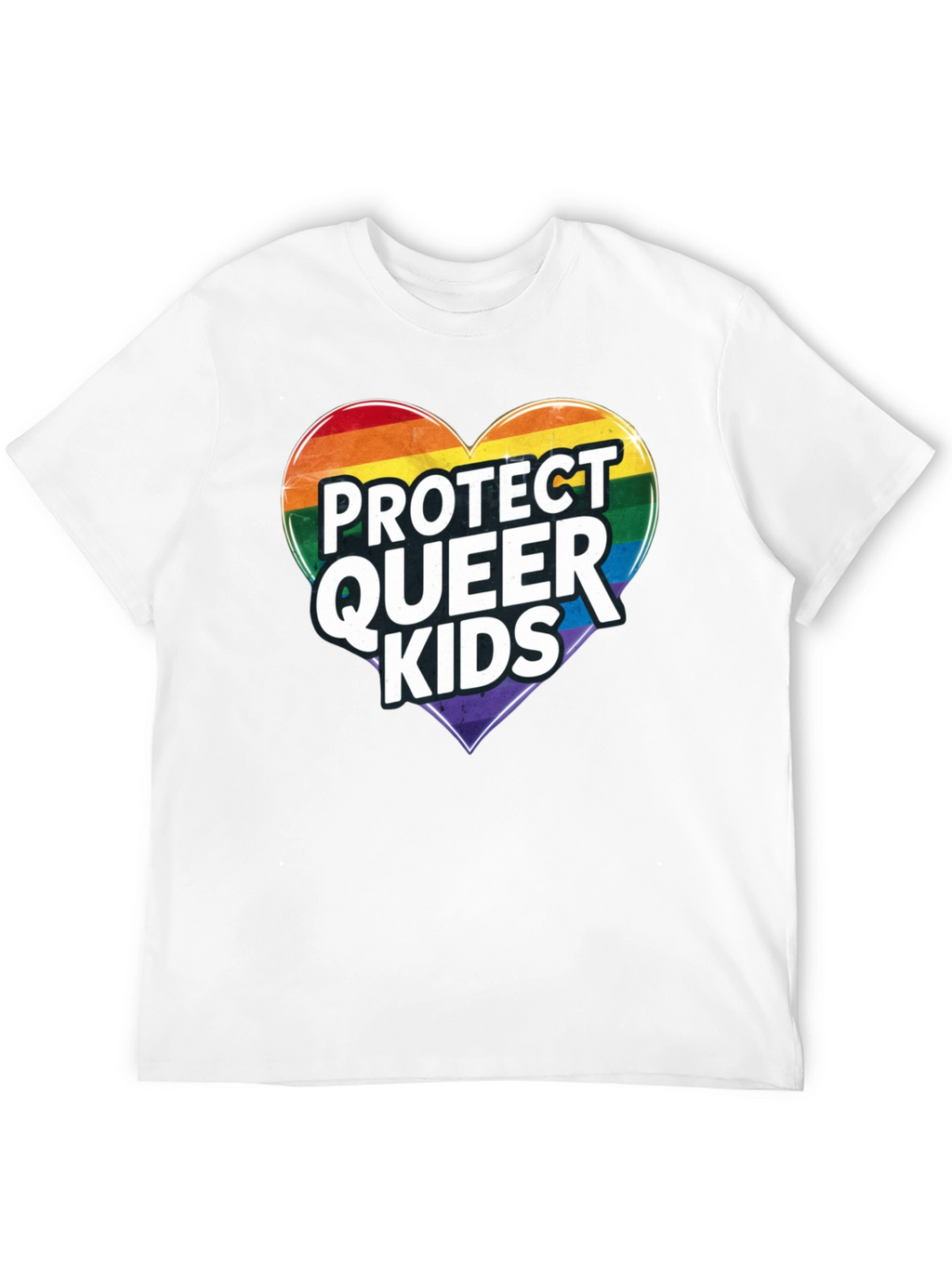 Protect Queer Kids Rainbow Heart Graphic Tee