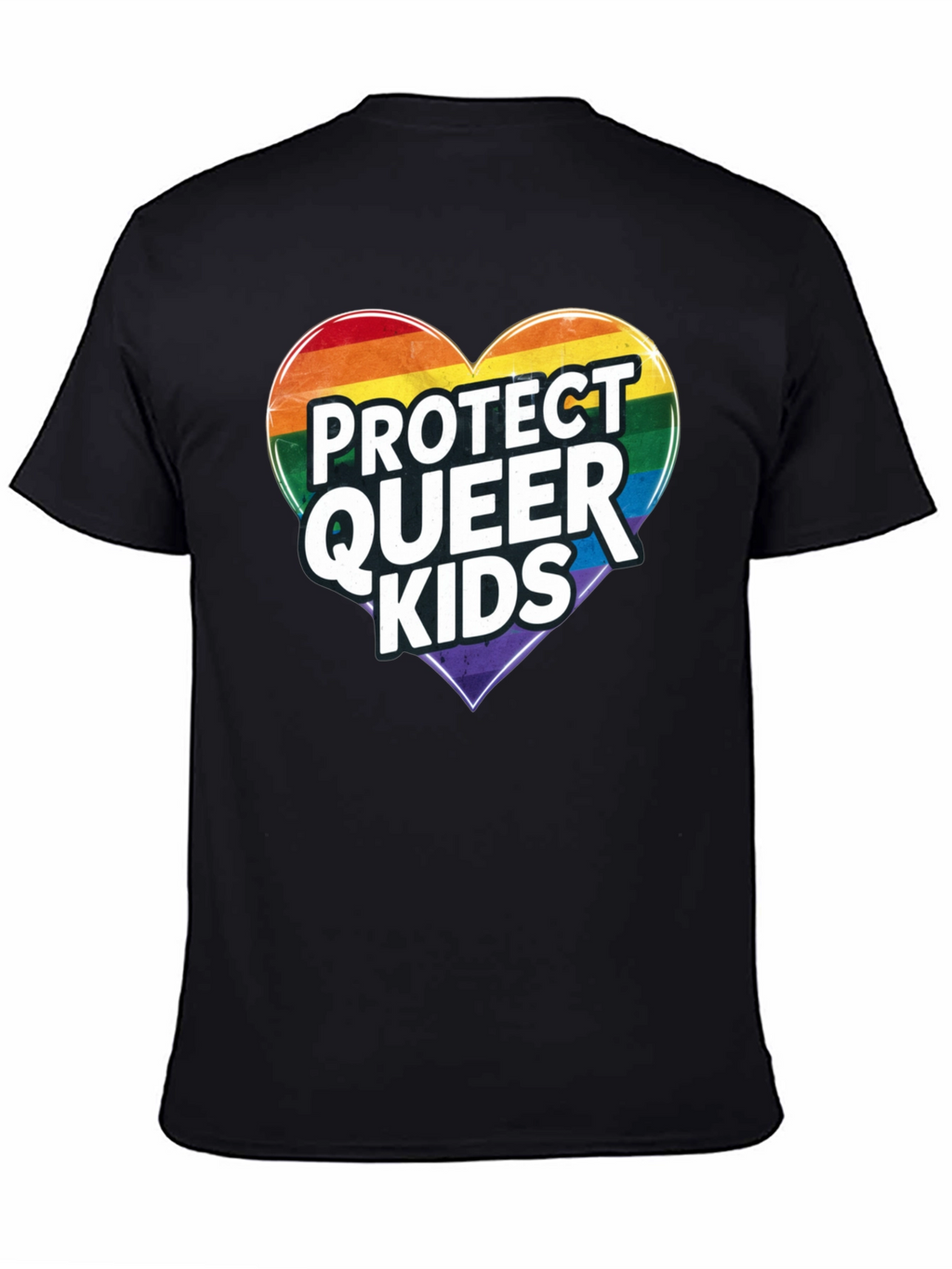 Protect Queer Kids Rainbow Heart Graphic Tee